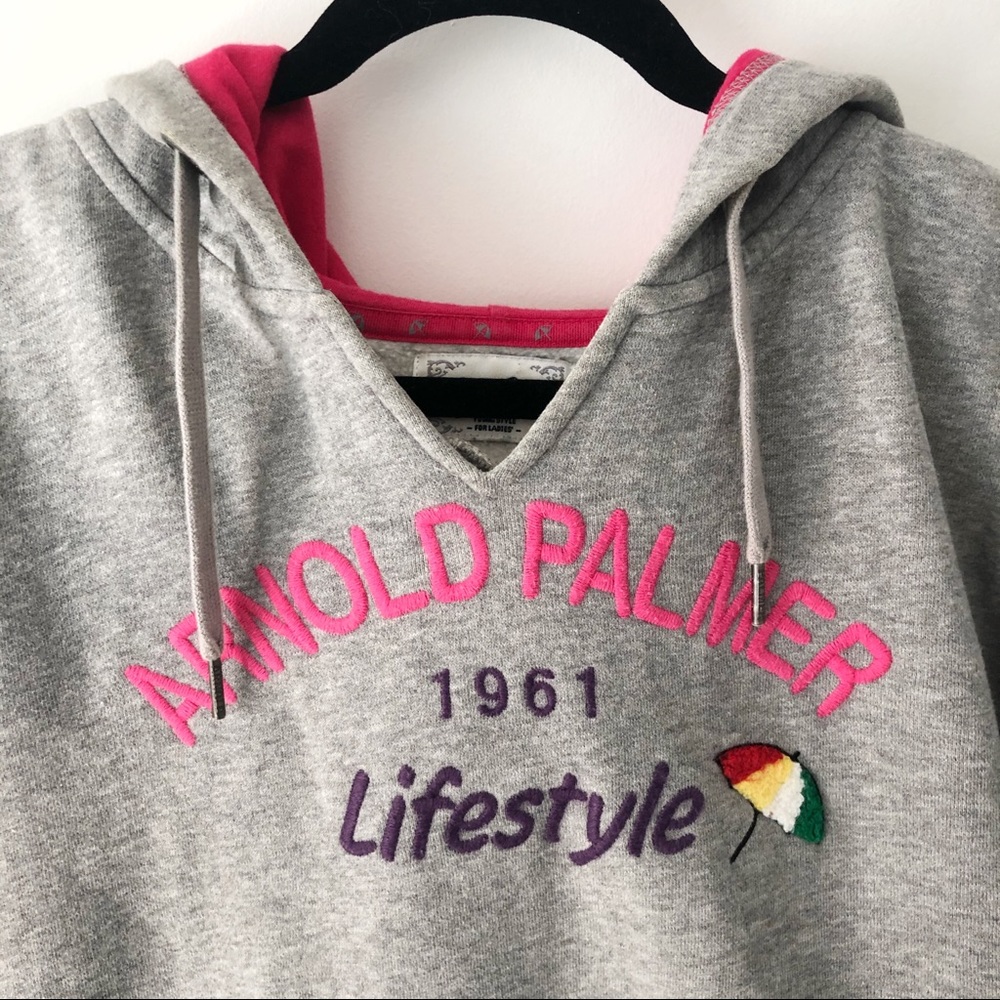 arnold palmer hoodie w hot pink details